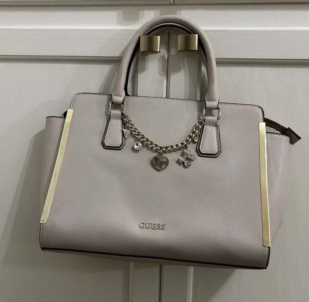 Guess Korry Blush Pink Saffiano‎ Satchel Handbag with Charms